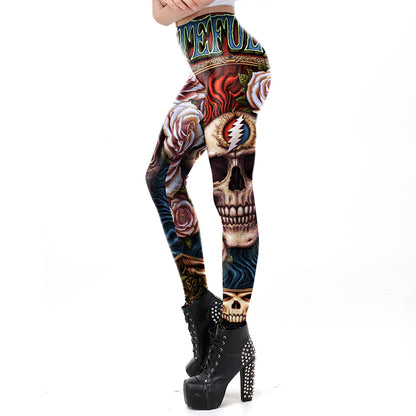 Halloween Skull Pattern Print Ladies Leggings