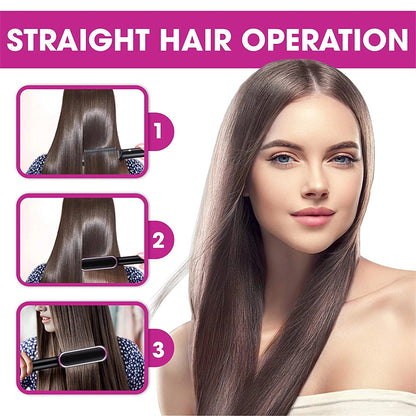 New 2 In 1 Hair Straightener Hot Comb Negative Ion Curling