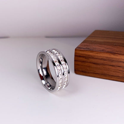 INS Rings Titanium Steel Diamond Ring