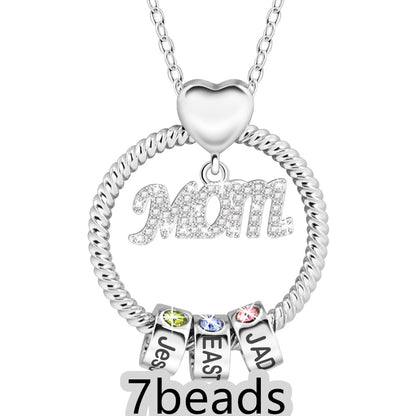 Mother's Day Gift Personalized Circle Pendant with Custom Beads Birthstone Pendant