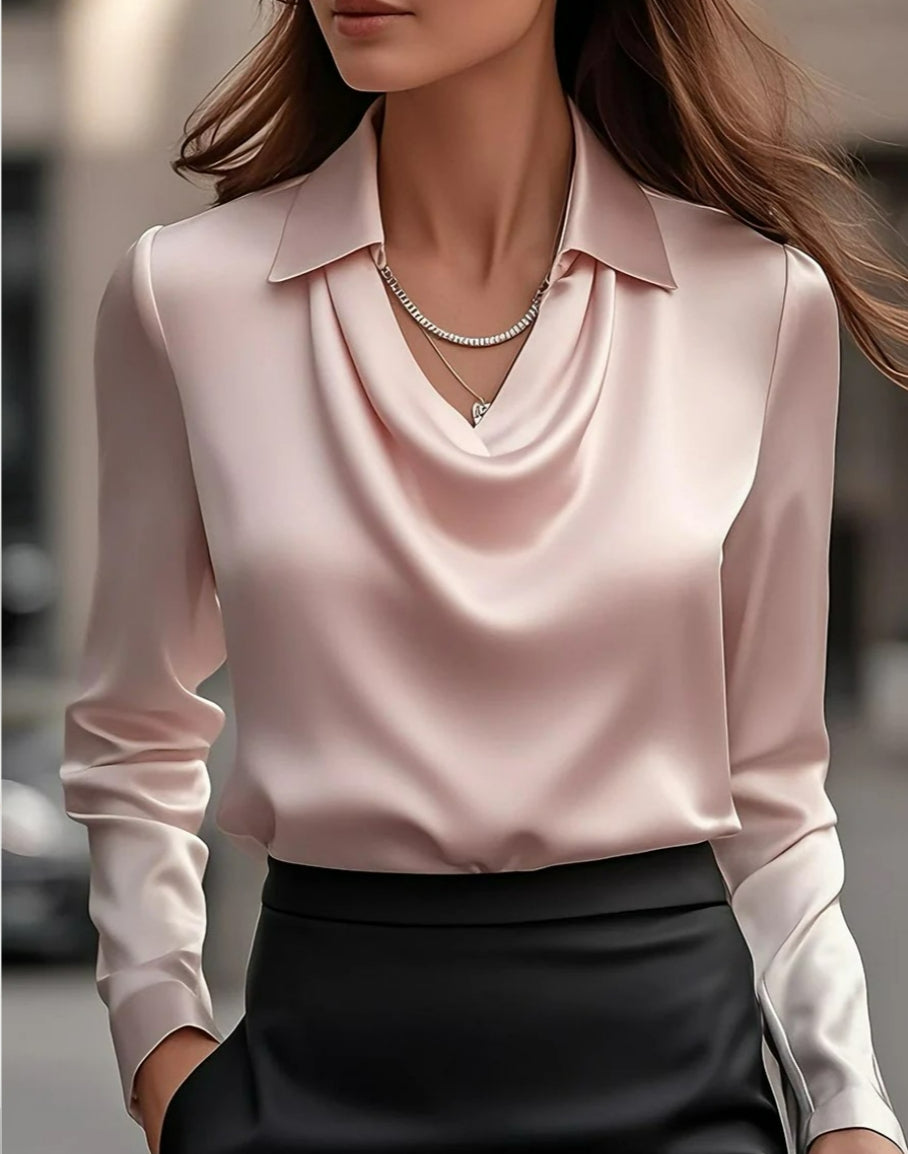 Women's Swing Collar Draped Shirts & Blouses Elegant
