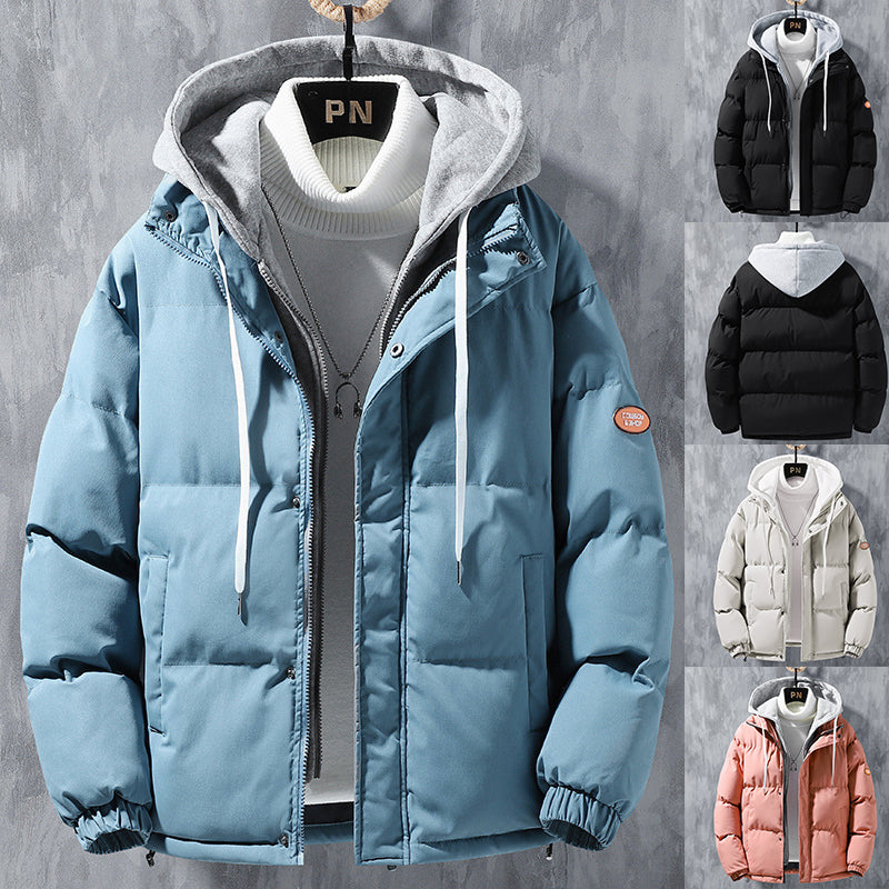 Fashion Hooded Jacket Men Winter Windproof Thickened Fake Jacket