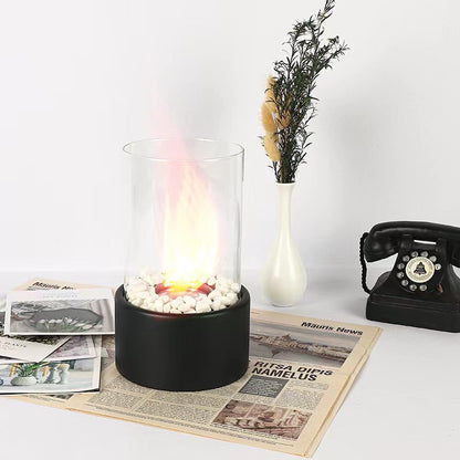 Portable Glass Decorative Alcohol Fireplace Table Lamp Desktop