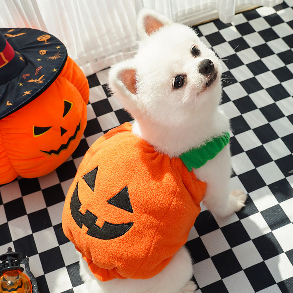 Halloween Pumpkin Vest For Dogs Cats Festive Pet Costume Harness