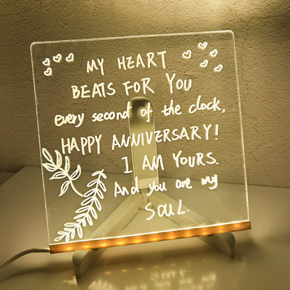 Acrylic DIY Note Board LED Night Light Creative Message Board