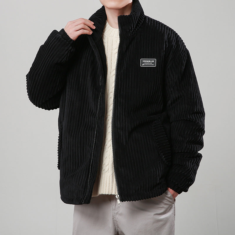 Winter Corduroy Cotton-padded Coat Warm Stand Collar