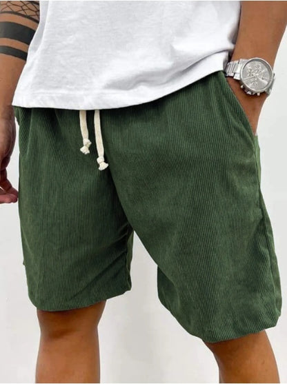 Men's Corduroy Shorts With Drawstring Fashion Pants