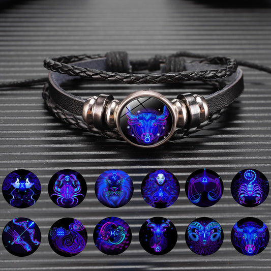 12 Zodiac Constellation Bracelet Luminous Braided Design