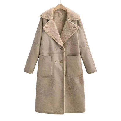 Winter Jacket With Belt Fashion Double Breasted Lapel