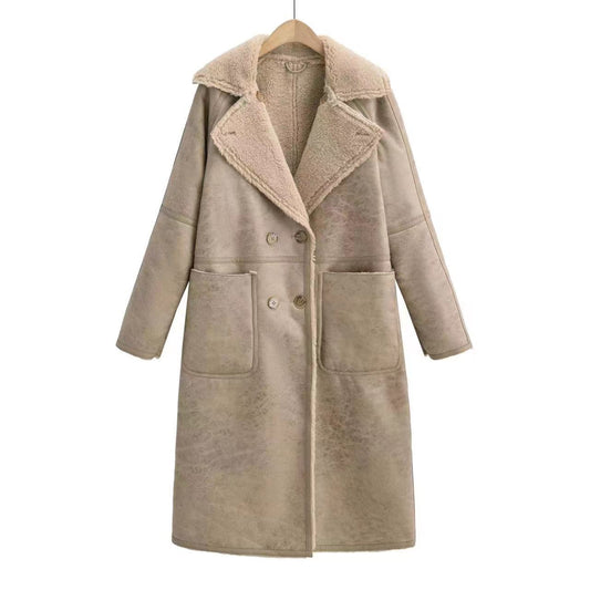 Winter Jacket With Belt Fashion Double Breasted Lapel
