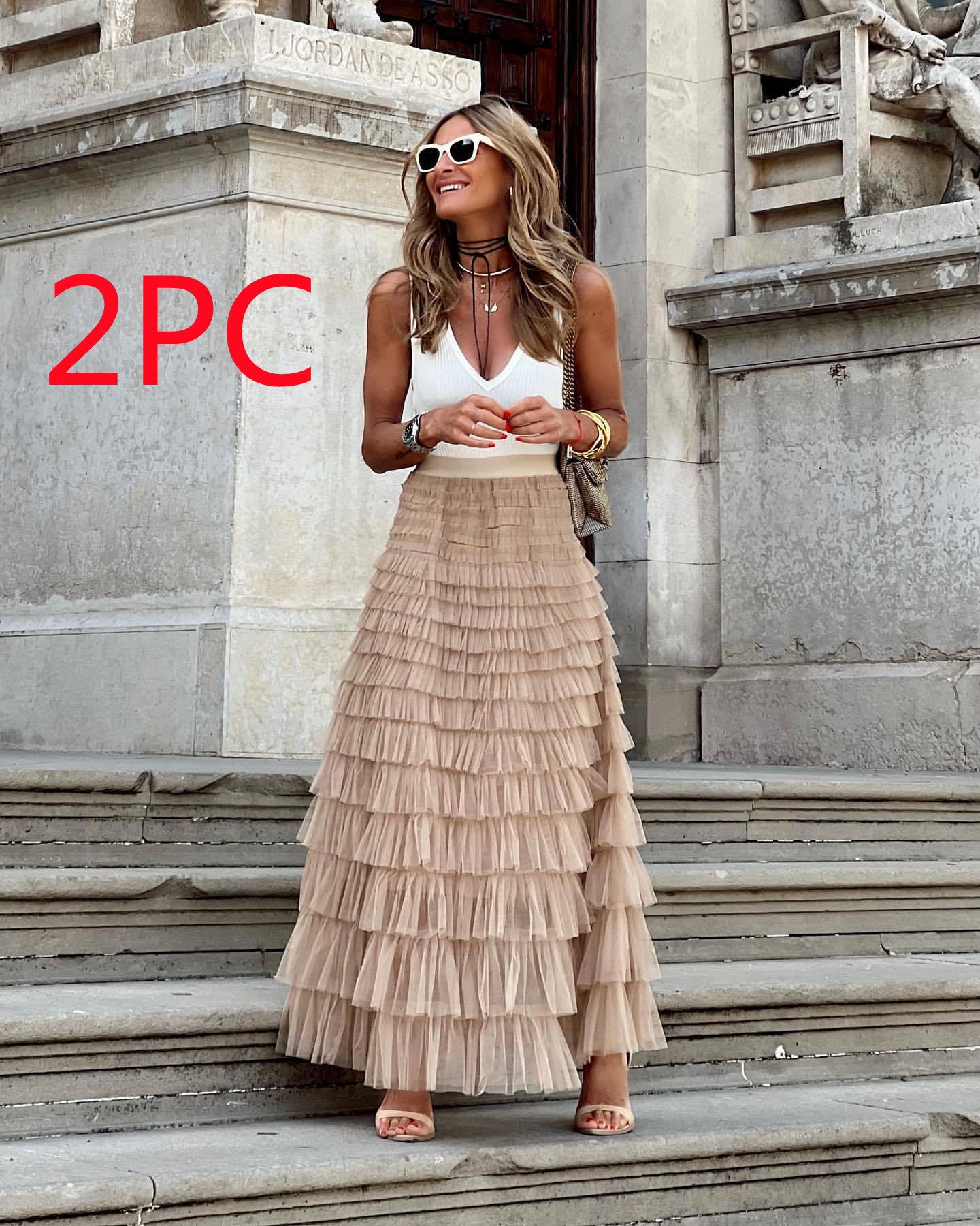 Layered Ruffles Cake Skirt Summer Fashion A Line Swing