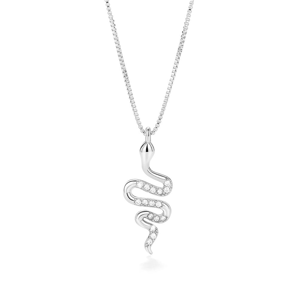 Fashion Lady Snake Pendant Necklace With Dazzling Zirconia Stylish