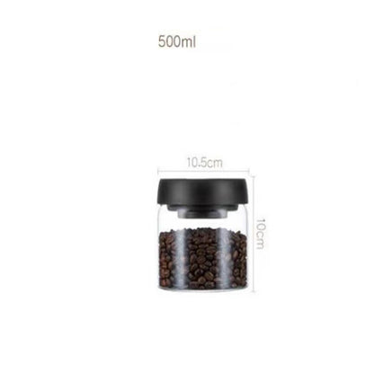 Vacuum Sealed Jug Set Black Coffee Beans Glass Airtight