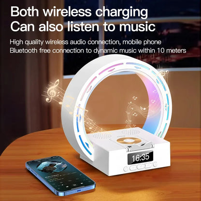 4 In 1 Wireless Bluetooth-compatible Speaker Charging Pad Bedside Lamp