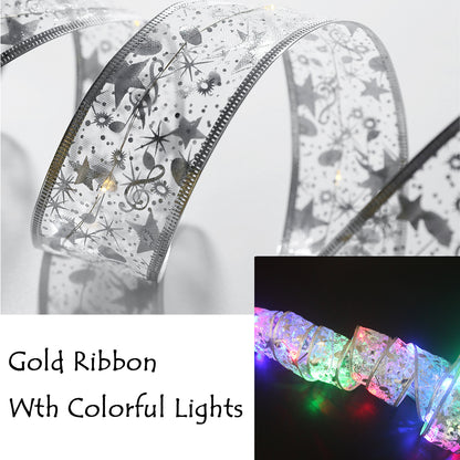 6LED Lights Gilding Double Ribbons  Christmas Tree