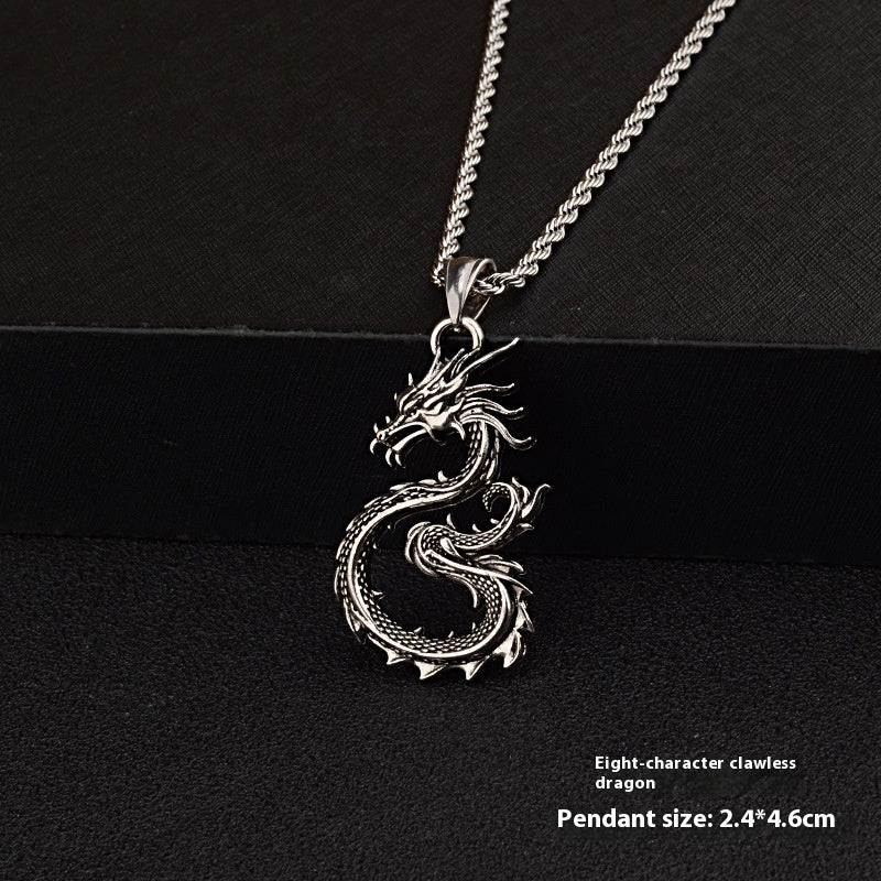 Fashion Jewelry Dragon Sword Pendant Necklace Paved