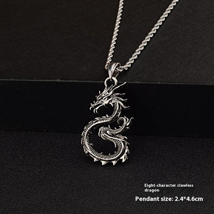 Fashion Jewelry Dragon Sword Pendant Necklace Paved