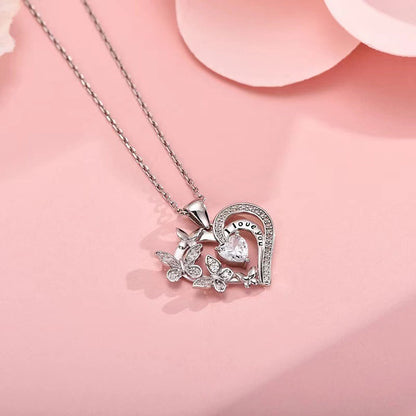 Ins Butterfly Love Necklace With Rhinestones Fashion