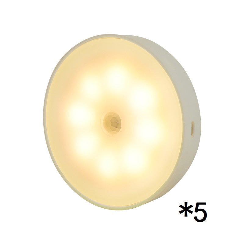 Usb Rechargeable Motion Sensor Light Round Wireless LED Puck Light
