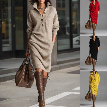 Long-sleeved Sweater Dress Fashion Warm Stand-up Collar