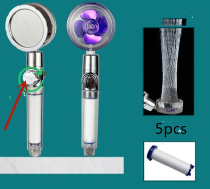 New Turbo Propeller Shower Head Water Saving High Pressure