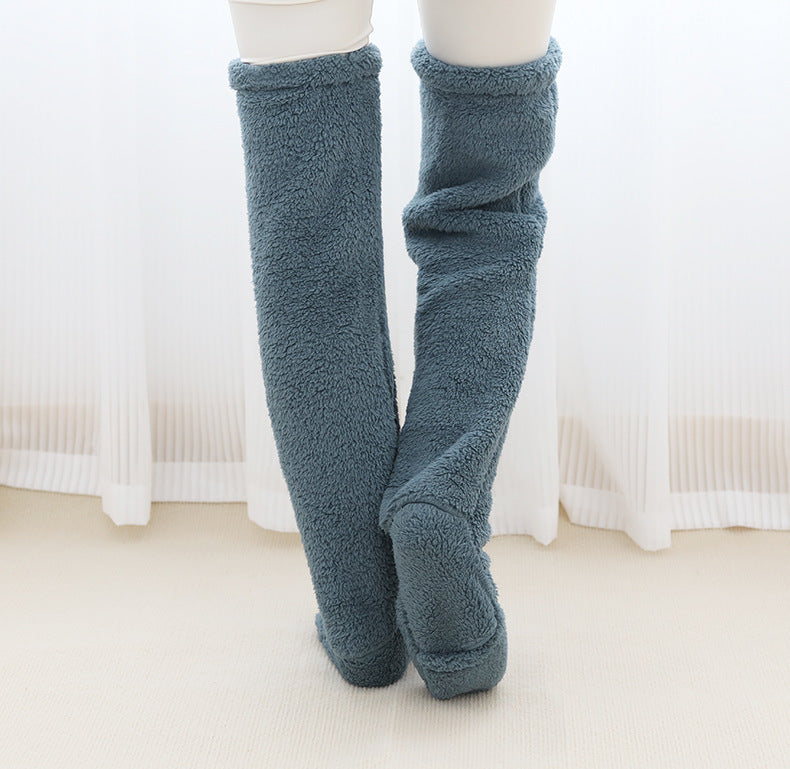 Over Knee High Fuzzy Long Socks Winter Warm Cold Leg Knee Joint