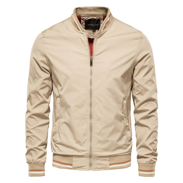 Men's Striped Zip-up Jacket With Pockets Fashion Casual