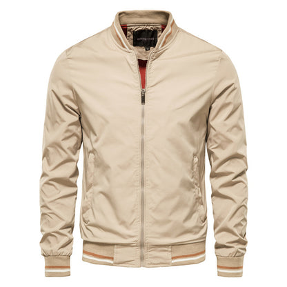 Men's Striped Zip-up Jacket With Pockets Fashion Casual