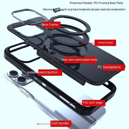 Rotating Bracket Magnetic Suction Phone Case Frosted Heat Dissipation Drop-resistant