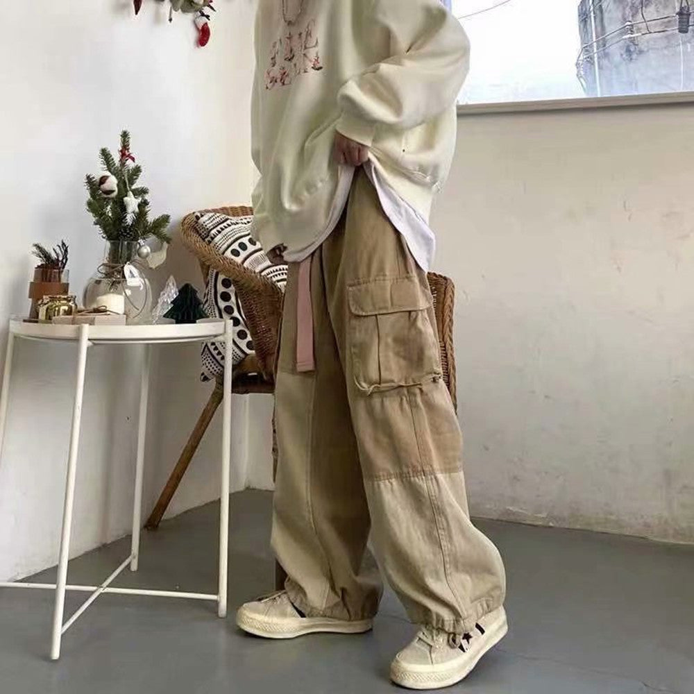 Men's Spliced Overalls Loose Fit And Casual