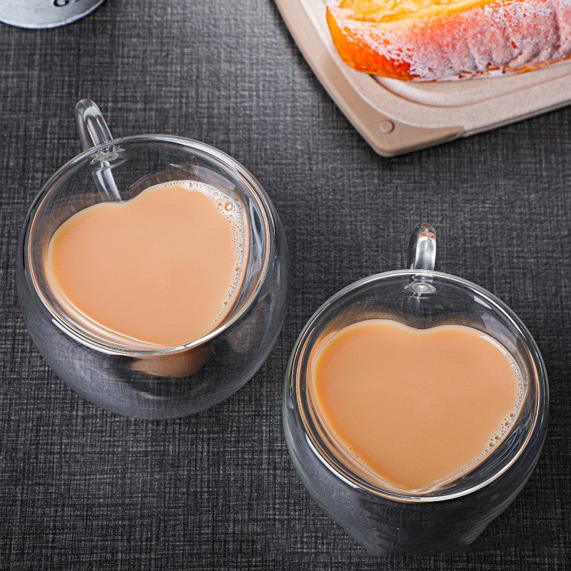 Heart-shaped Glass Clear Double Tumbler