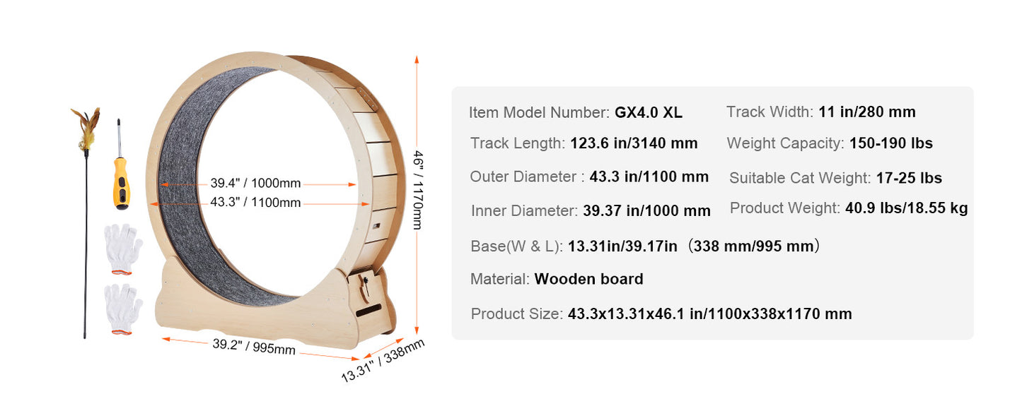Wooden Cat Exercise Wheel Large Cat Treadmill Wheel