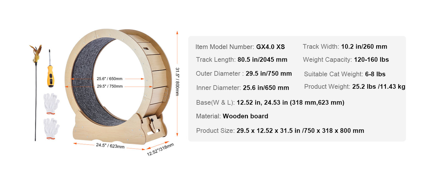 Wooden Cat Exercise Wheel Large Cat Treadmill Wheel