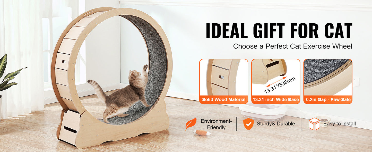 Wooden Cat Exercise Wheel Large Cat Treadmill Wheel