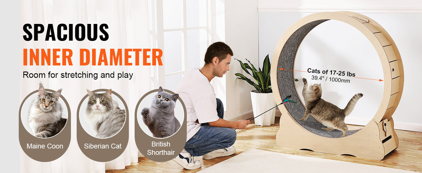 Wooden Cat Exercise Wheel Large Cat Treadmill Wheel