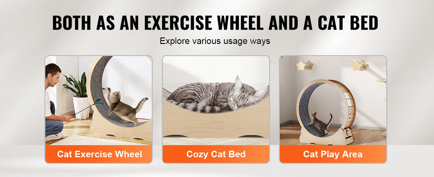 Wooden Cat Exercise Wheel Large Cat Treadmill Wheel