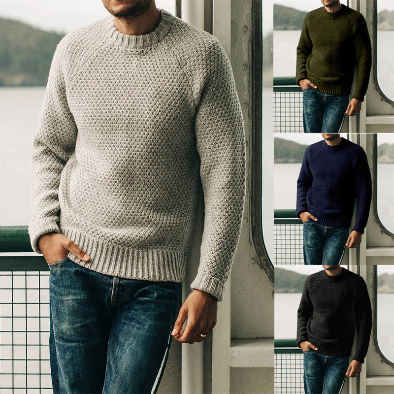 Men's Pullover Sweater Winter Round Neck Knitted Top