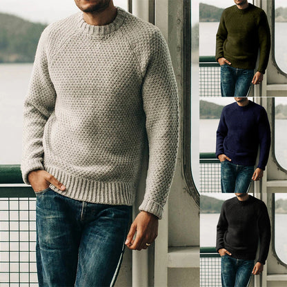 Men's Pullover Sweater Winter Round Neck Knitted Top
