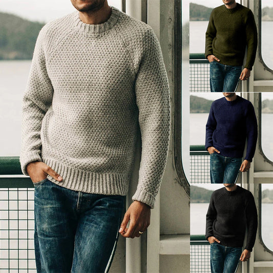 Men's Pullover Sweater Winter Round Neck Knitted Top