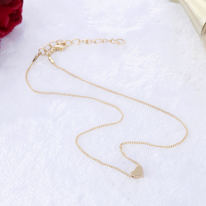 Simple Fashion Gold Color Double-sided Love Pendant Necklaces