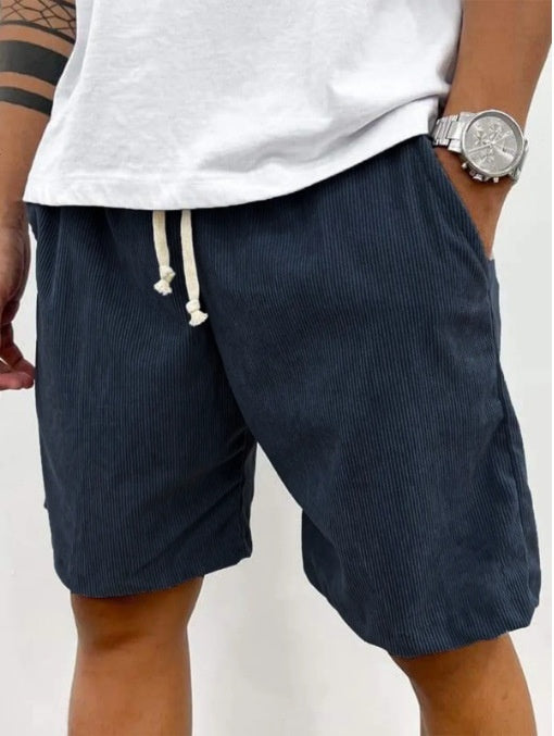 Men's Corduroy Shorts With Drawstring Fashion Pants