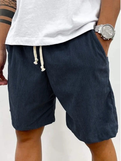 Men's Corduroy Shorts With Drawstring Fashion Pants