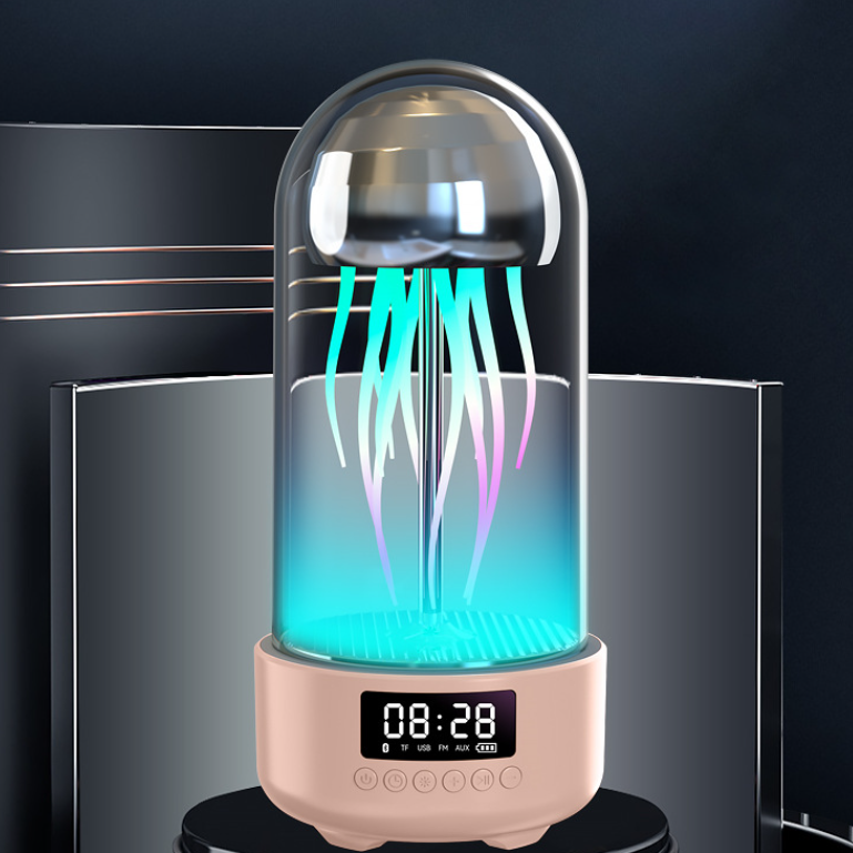 Creative 3 in 1 Colorful Jellyfish Lamp With Clock Luminous Stereo