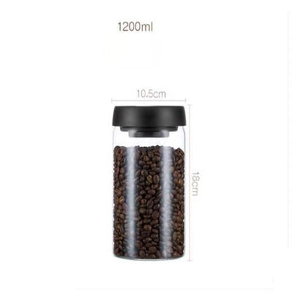 Vacuum Sealed Jug Set Black Coffee Beans Glass Airtight