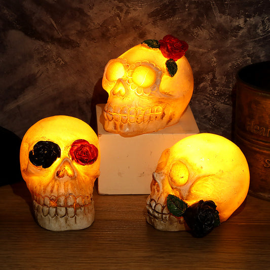 Skull Lamp Resin Ghost Skeleton Head LED Electronic Candle Light