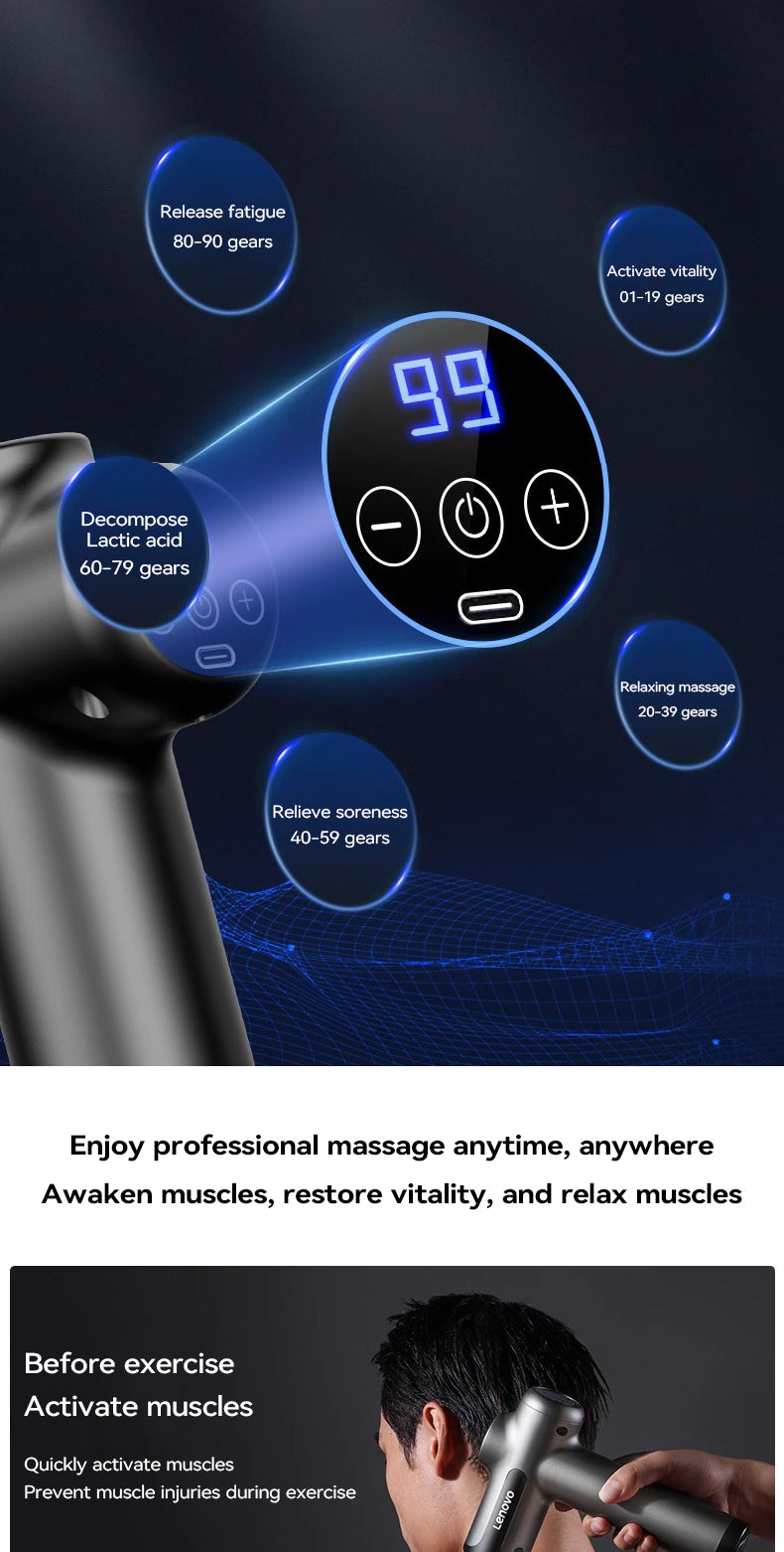 Lenovo Powerful Wireless Massager Gun 8 Massage Heads