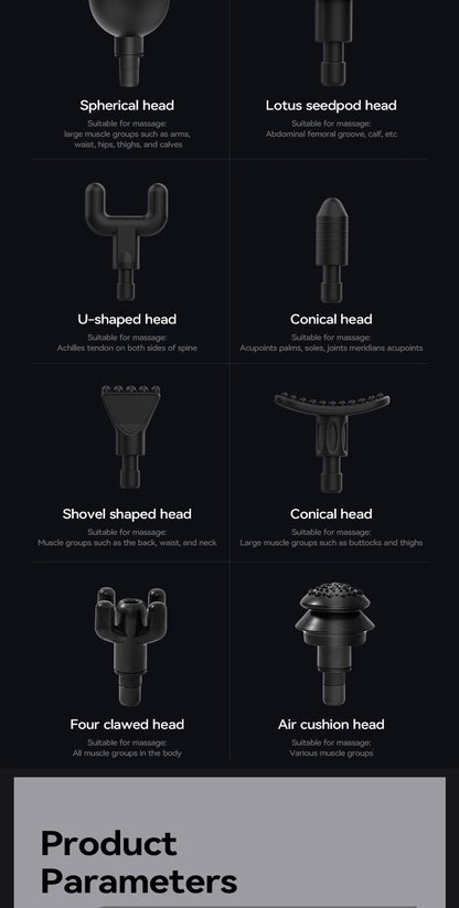 Lenovo Powerful Wireless Massager Gun 8 Massage Heads