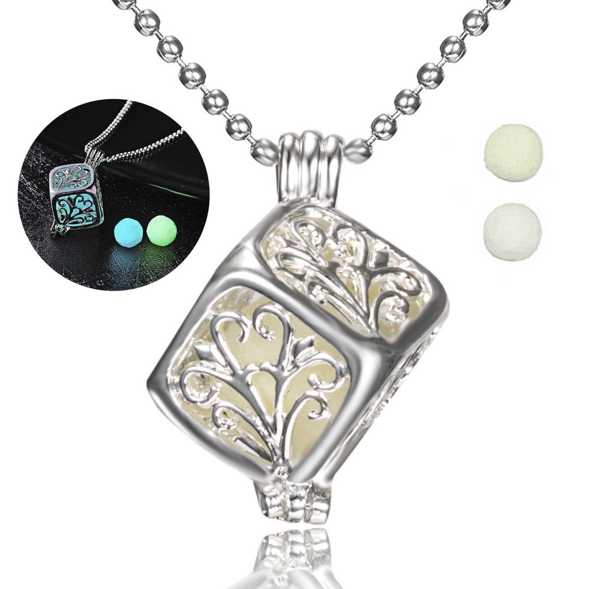 Glow In The Dark Necklace Moon Square Heart Necklaces