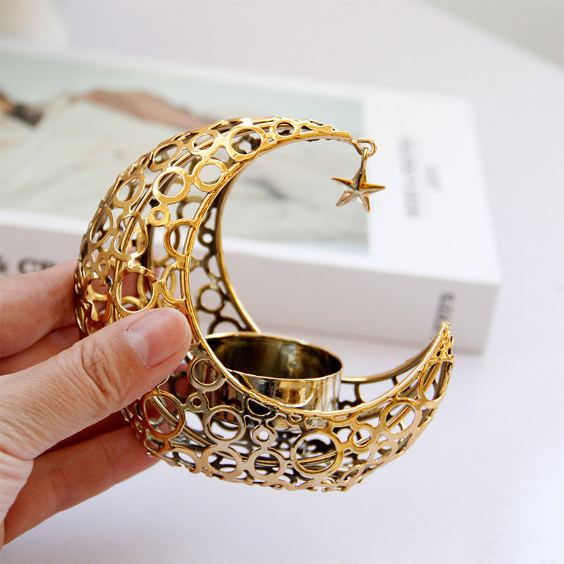 Light Luxury Crescent Moon Star Moon Black Gold Metal