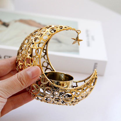 Light Luxury Crescent Moon Star Moon Black Gold Metal